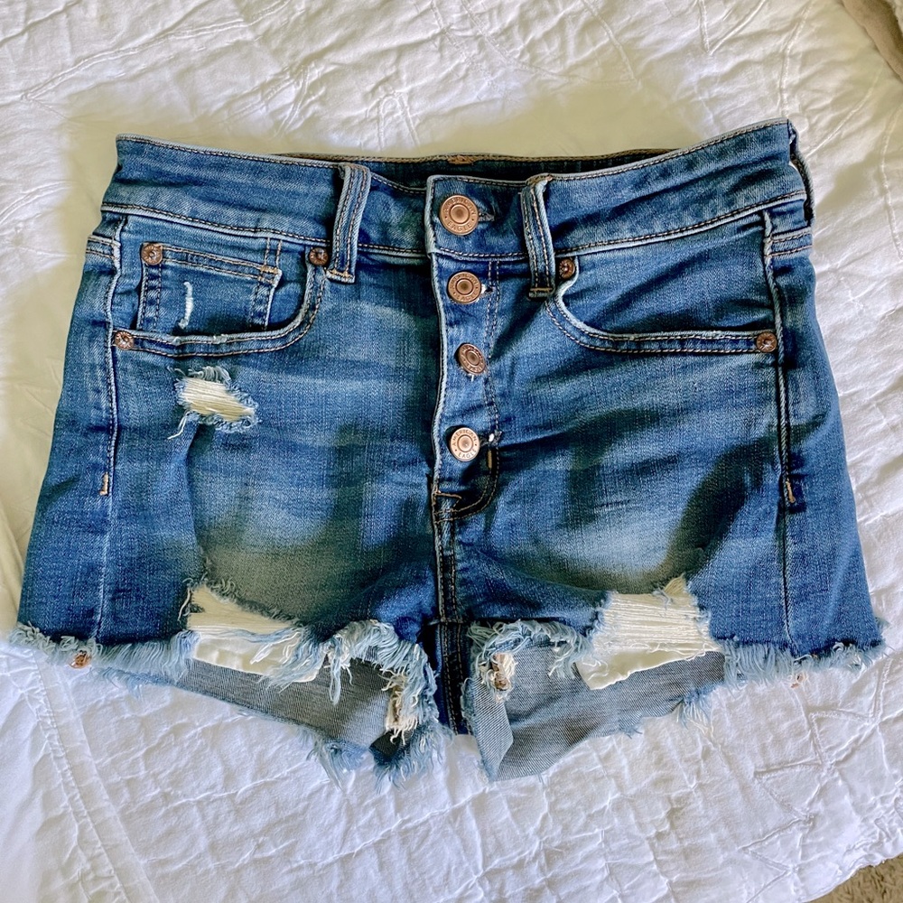 American eagle button fly hi rise shortie shorts